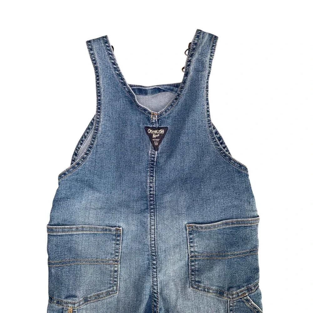 OshKosh‎ B'gosh Denim Overalls Kids 4T Blue Excellent Logo Carpenter Bibs